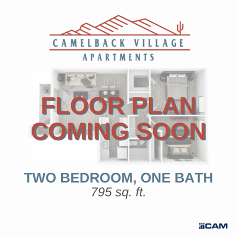 Floor plan for 2 beds, 1 bath, 795 sqft